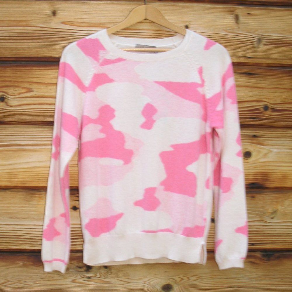NWT Brodie Pink Cashmere Camo Sweater Pullover